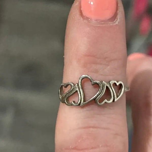 Sterling Silver Triple Heart Band Ring