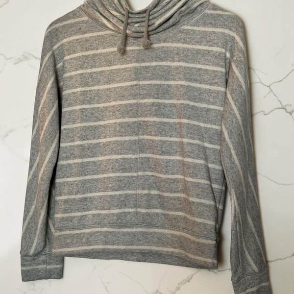 Mossimo Supply Co. Striped Pullover Hoodie Gray White XS can fit up to a Small