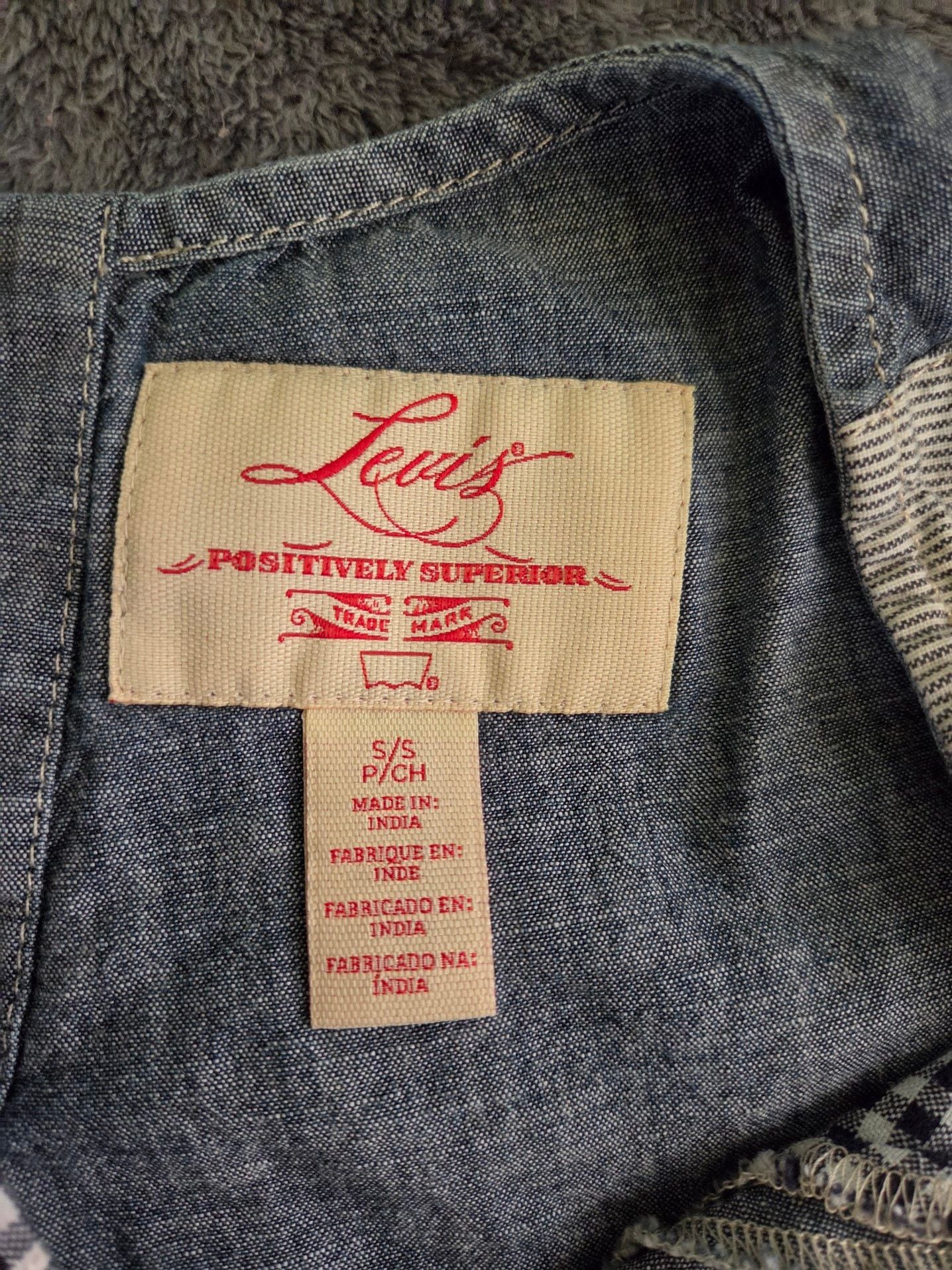 Levi's Patchwork Chambray Gingham Striped Top Size S/S 3