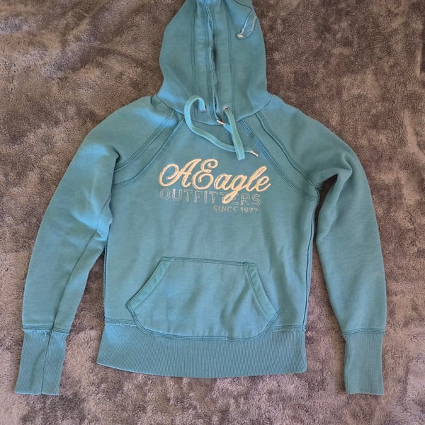 American Eagle Outfitters Teal Hoodie Sweatshirt Size XS vintage y2k