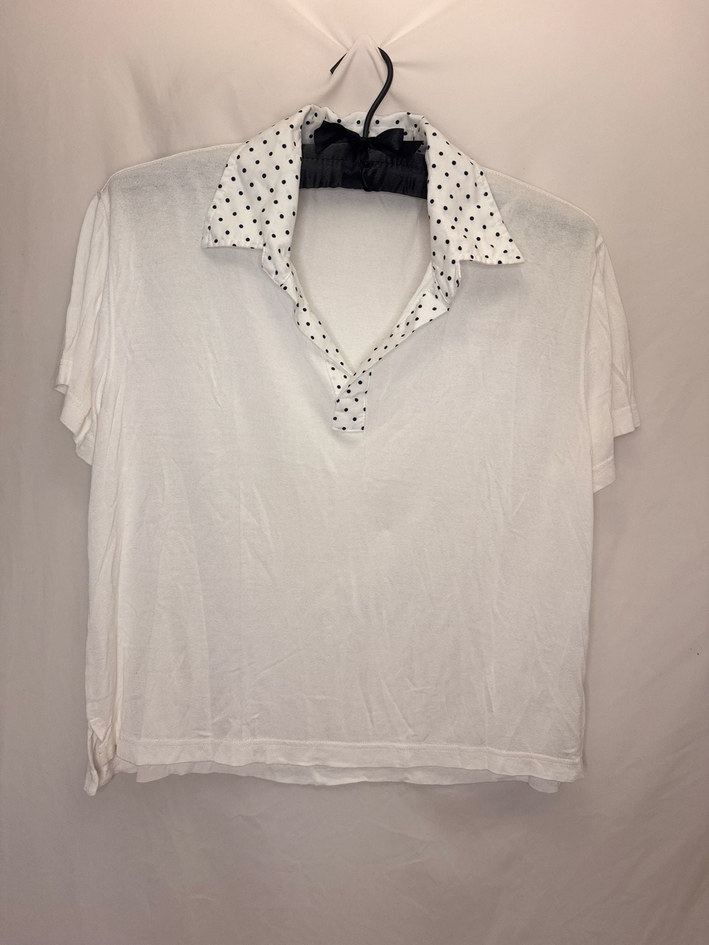 R.E.D. Valentino White Polka Dot Collar Polo Shirt Size M 2
