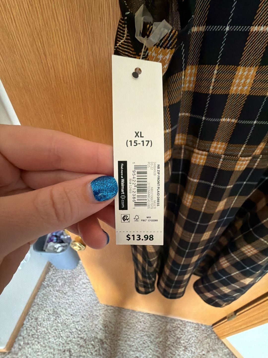 No Boundaries Zip Front Plaid Dress Size XL (15-17) 3