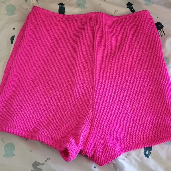 Good American Crinkle Swim Shorts Hot Pink Size 00/0