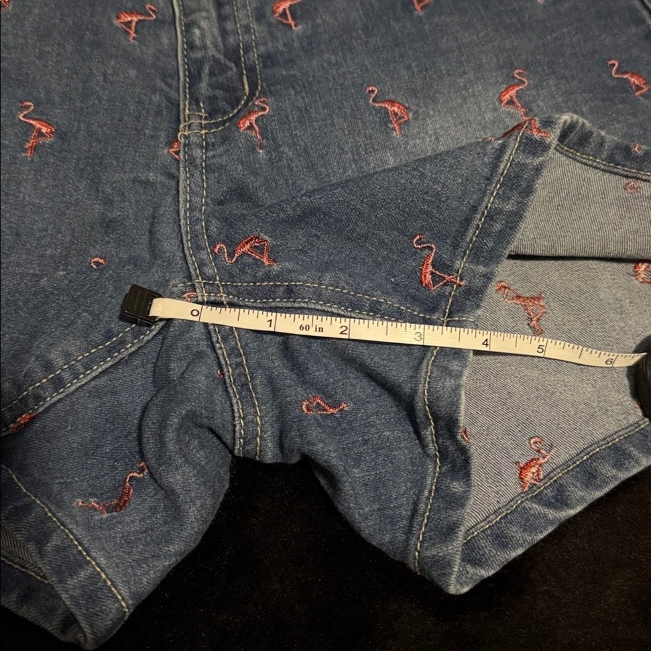 Crown & Ivy Flamingo Embroidered Denim Shorts Size 2 6