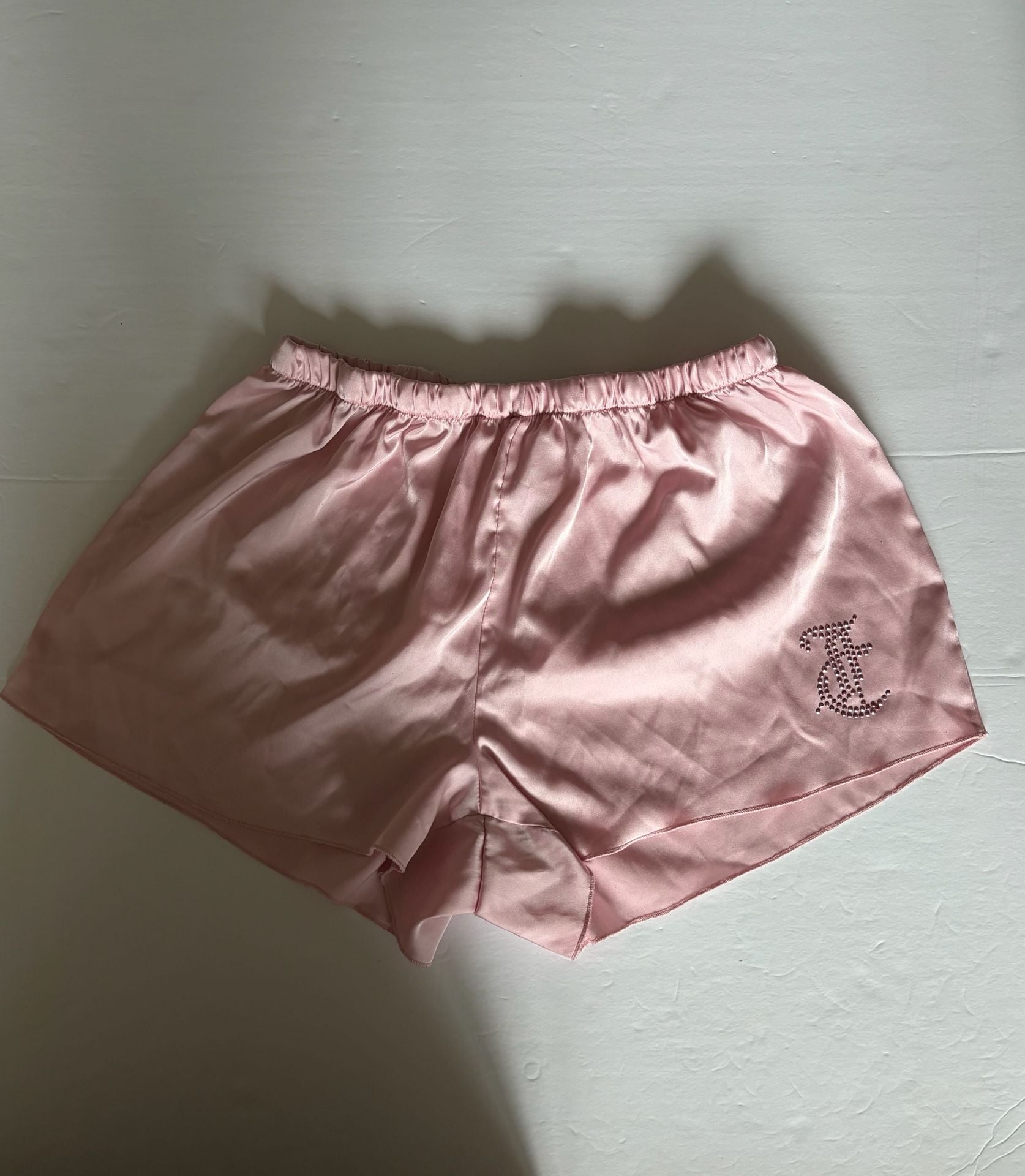 Juicy Couture Pink Satin Rhinestone Pajama Set Size M 2