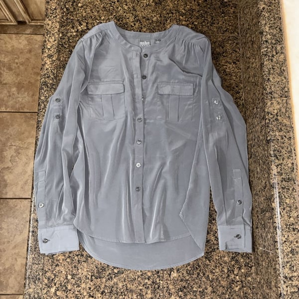 Soho New York & Company Jeans Gray Button Down Shirt Size S