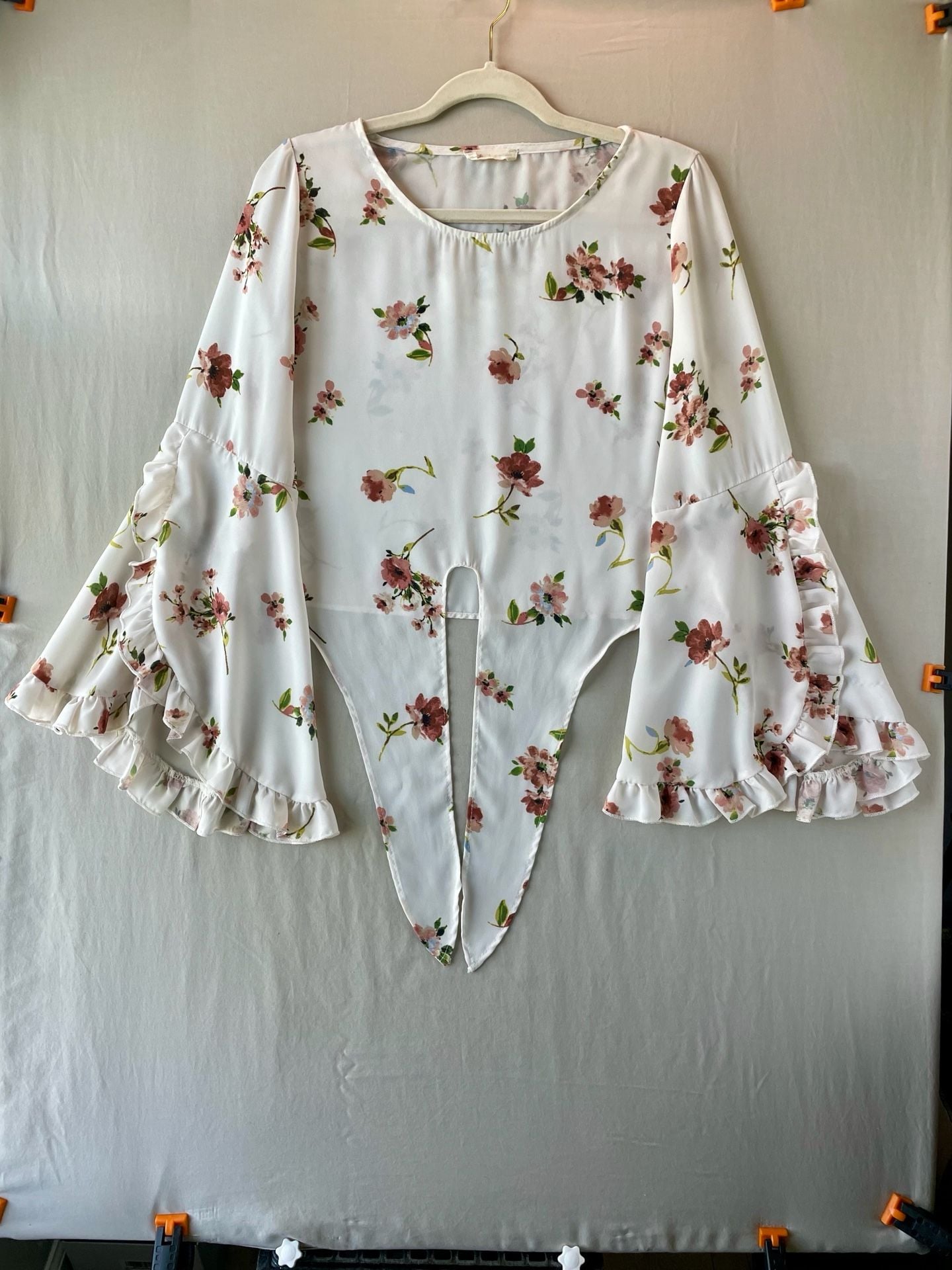Altard State Floral Print Tie-Front Ruffle Sleeve Blouse Size M 3