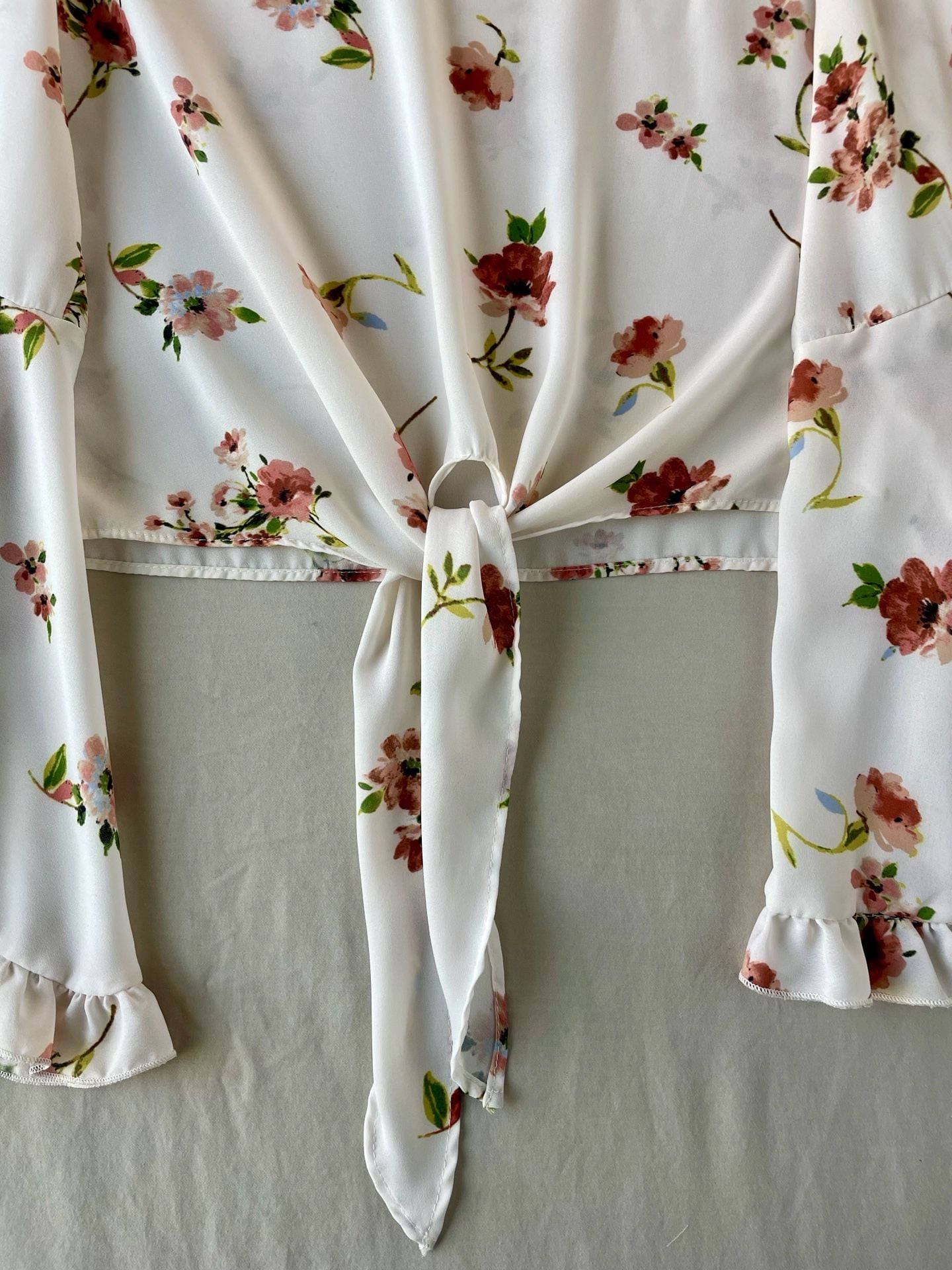 Altard State Floral Print Tie-Front Ruffle Sleeve Blouse Size M 5