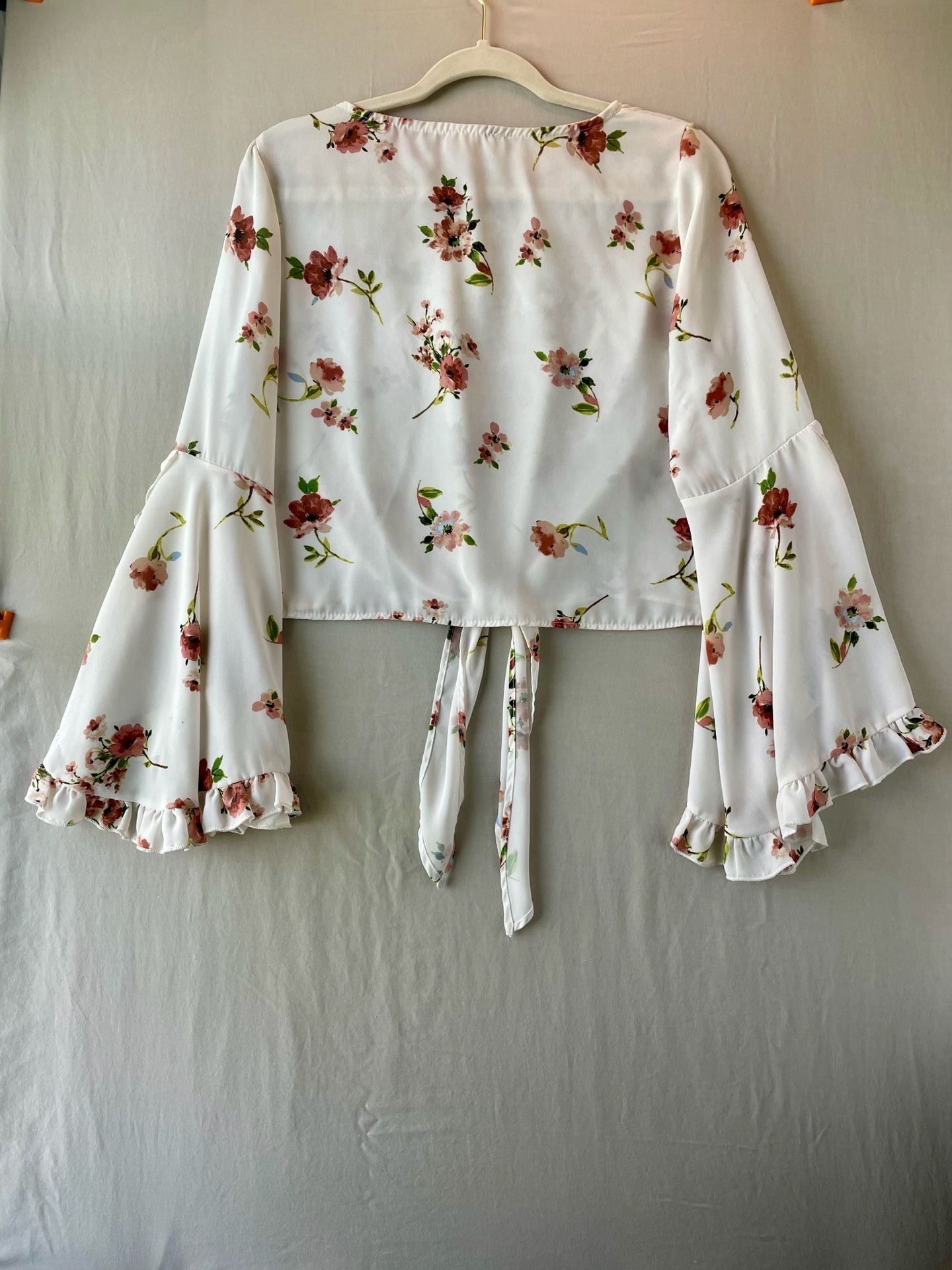 Altard State Floral Print Tie-Front Ruffle Sleeve Blouse Size M 8