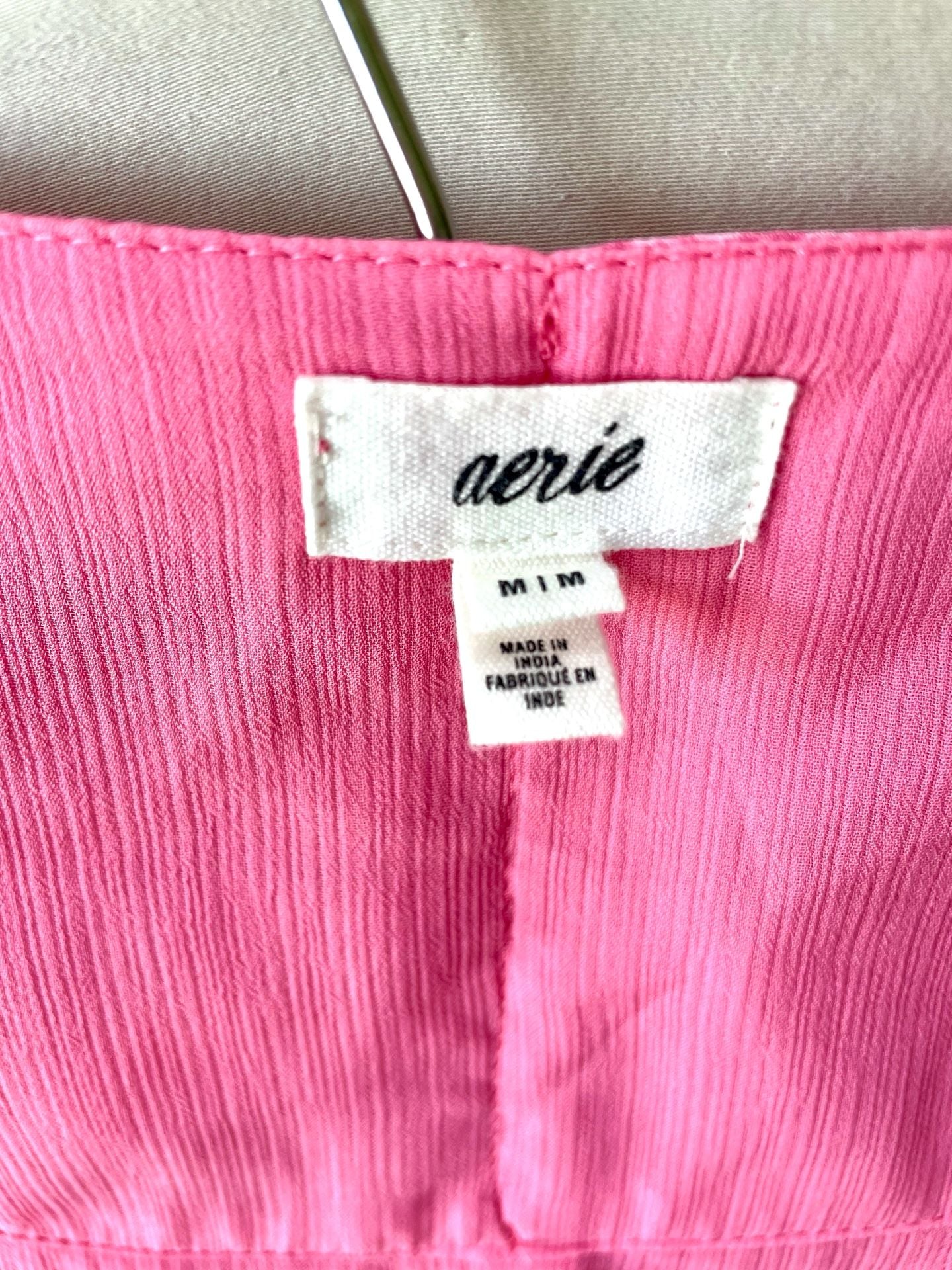 Aerie Pink Patterned Ruched Tie-Front Mini Skirt Size M 5