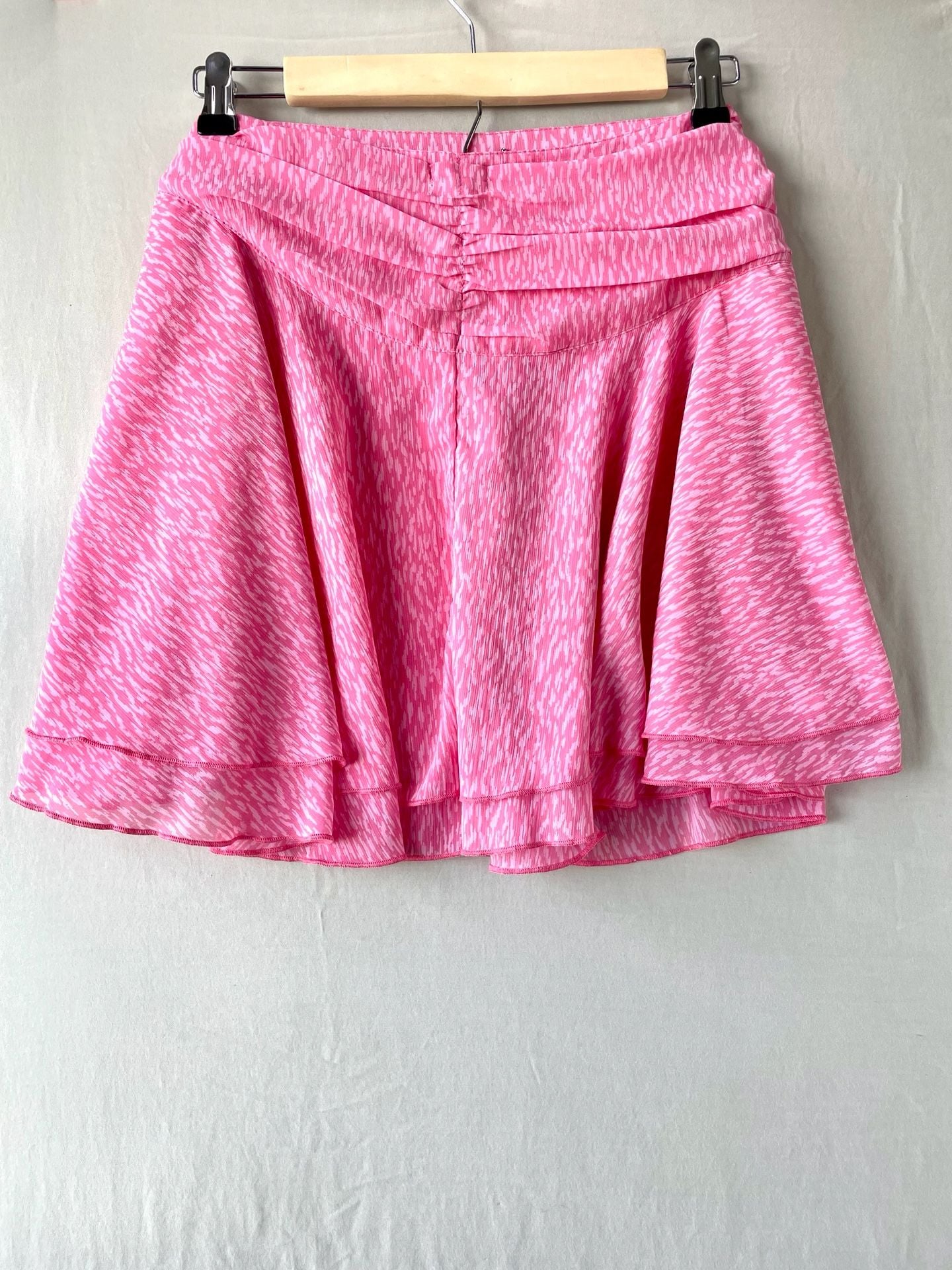 Aerie Pink Patterned Ruched Tie-Front Mini Skirt Size M 9