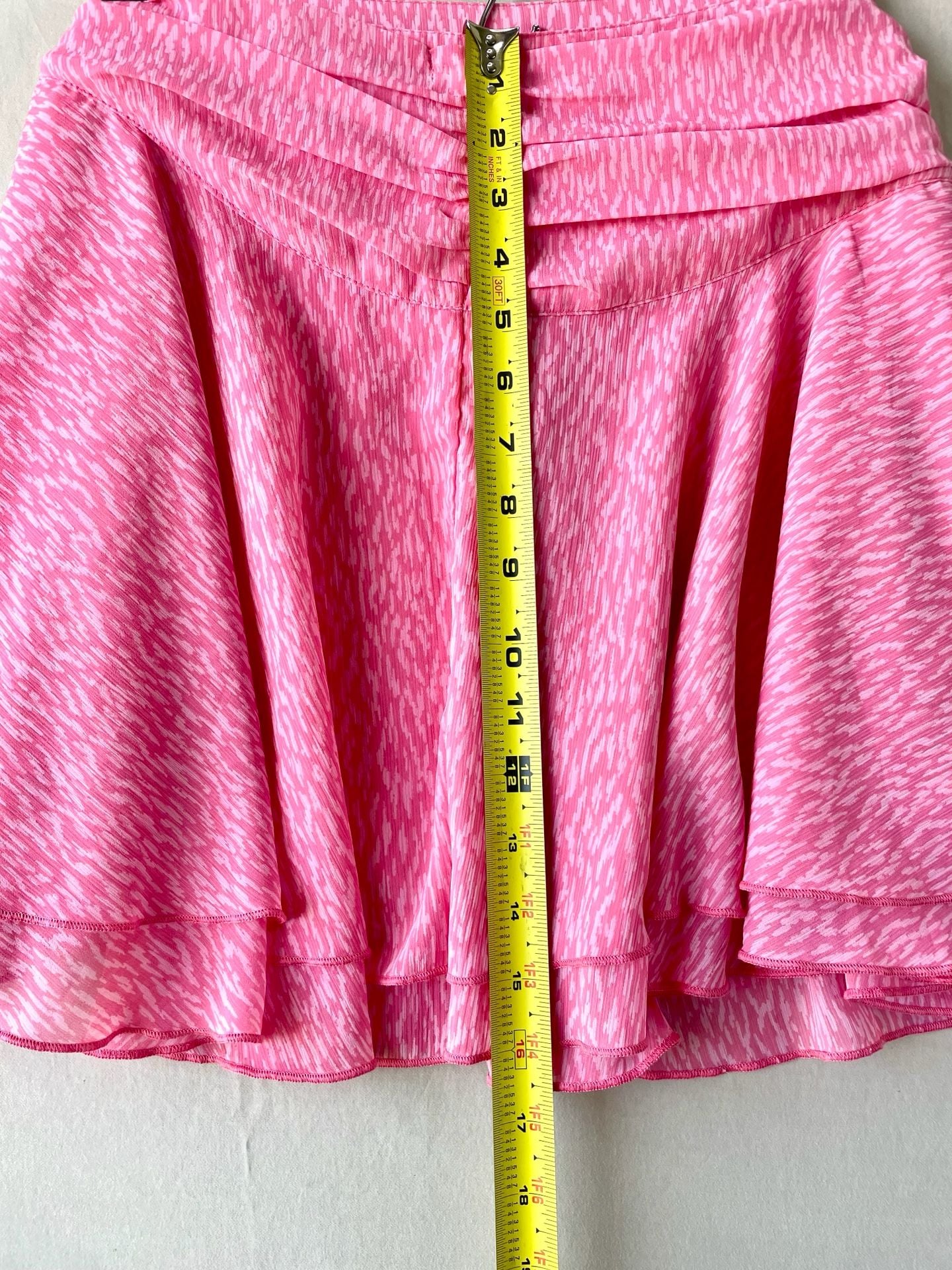 Aerie Pink Patterned Ruched Tie-Front Mini Skirt Size M 11
