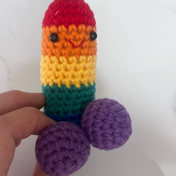 Crochet Penis rainbow pride funny creative novelty gift desk buddy