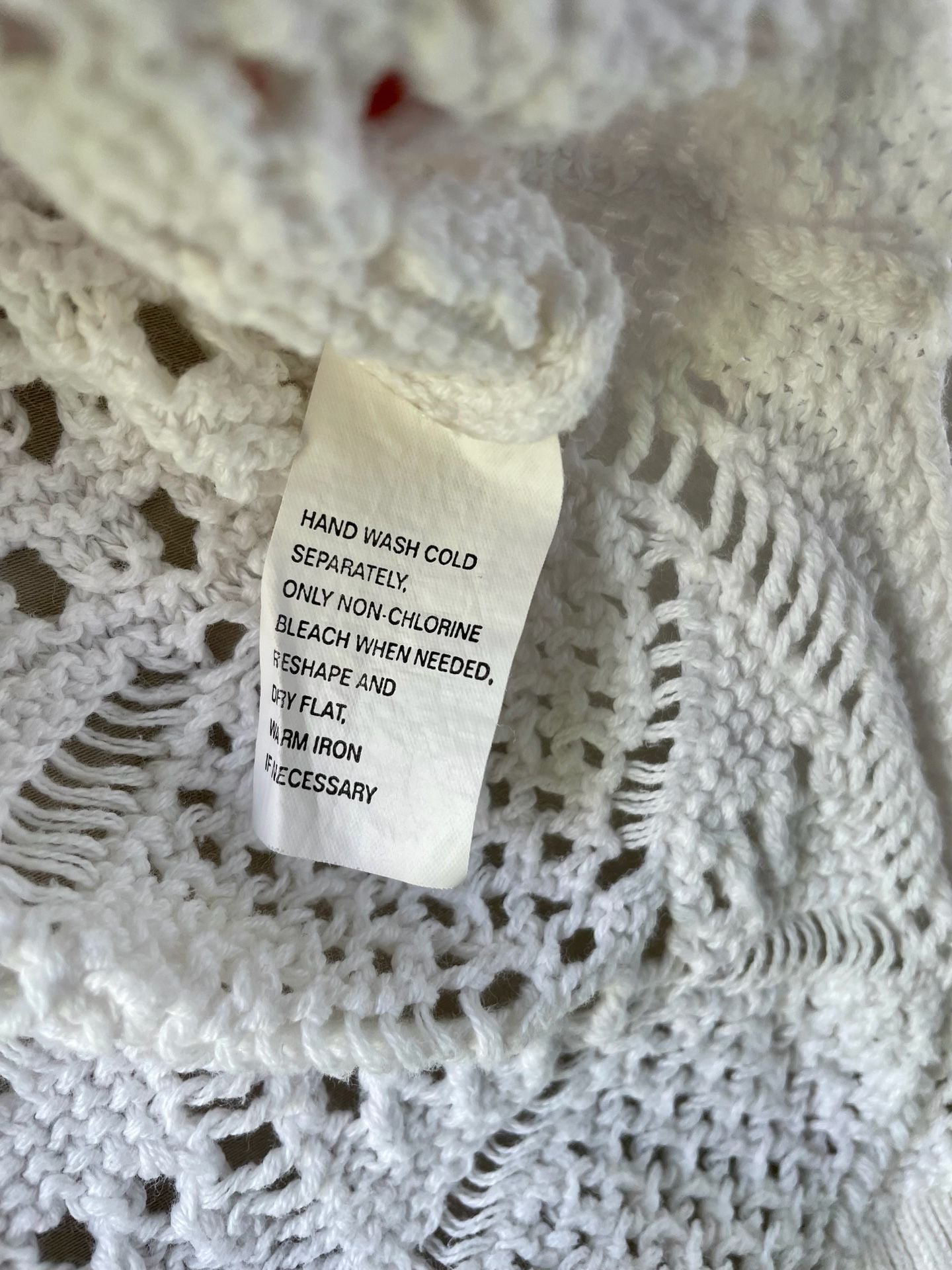 100% Cotton Jeanne Pierre Women's White Crochet Knit V-Neck Sweater Size M 10