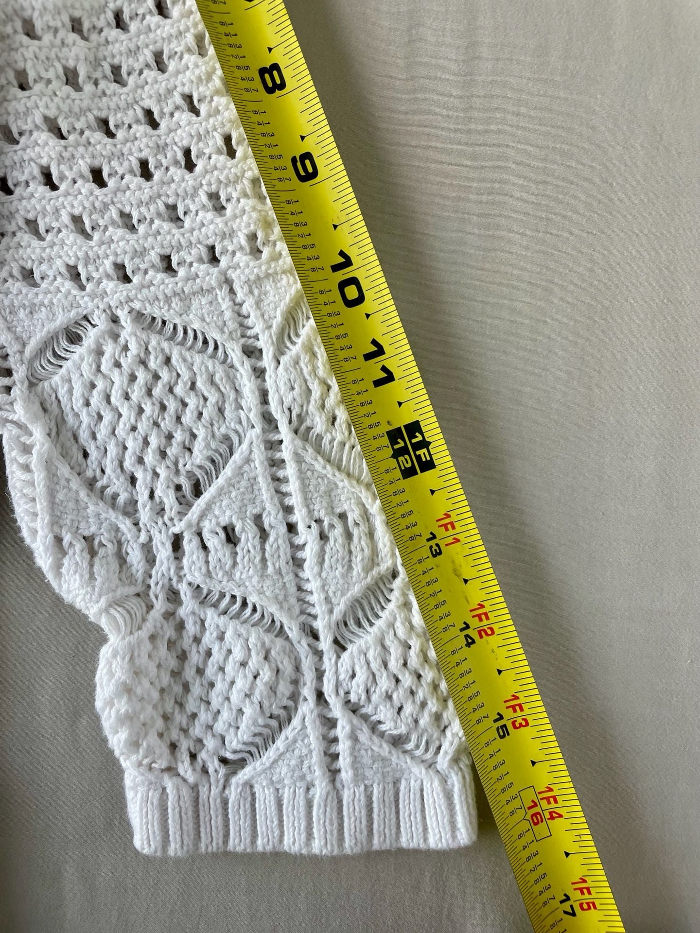 100% Cotton Jeanne Pierre Women's White Crochet Knit V-Neck Sweater Size M 11