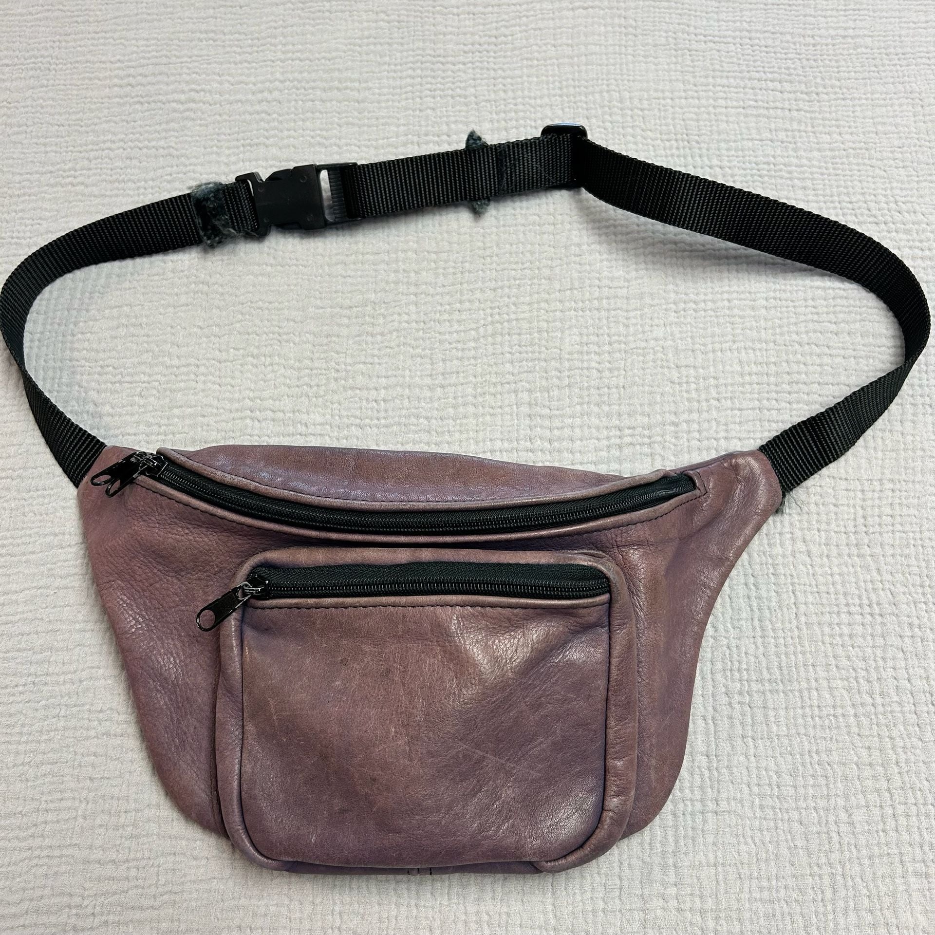 Vintage Purple Leather Waist Bag Fanny Pack 2