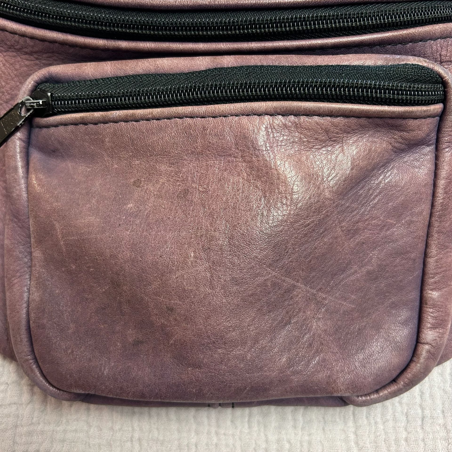 Vintage Purple Leather Waist Bag Fanny Pack 3