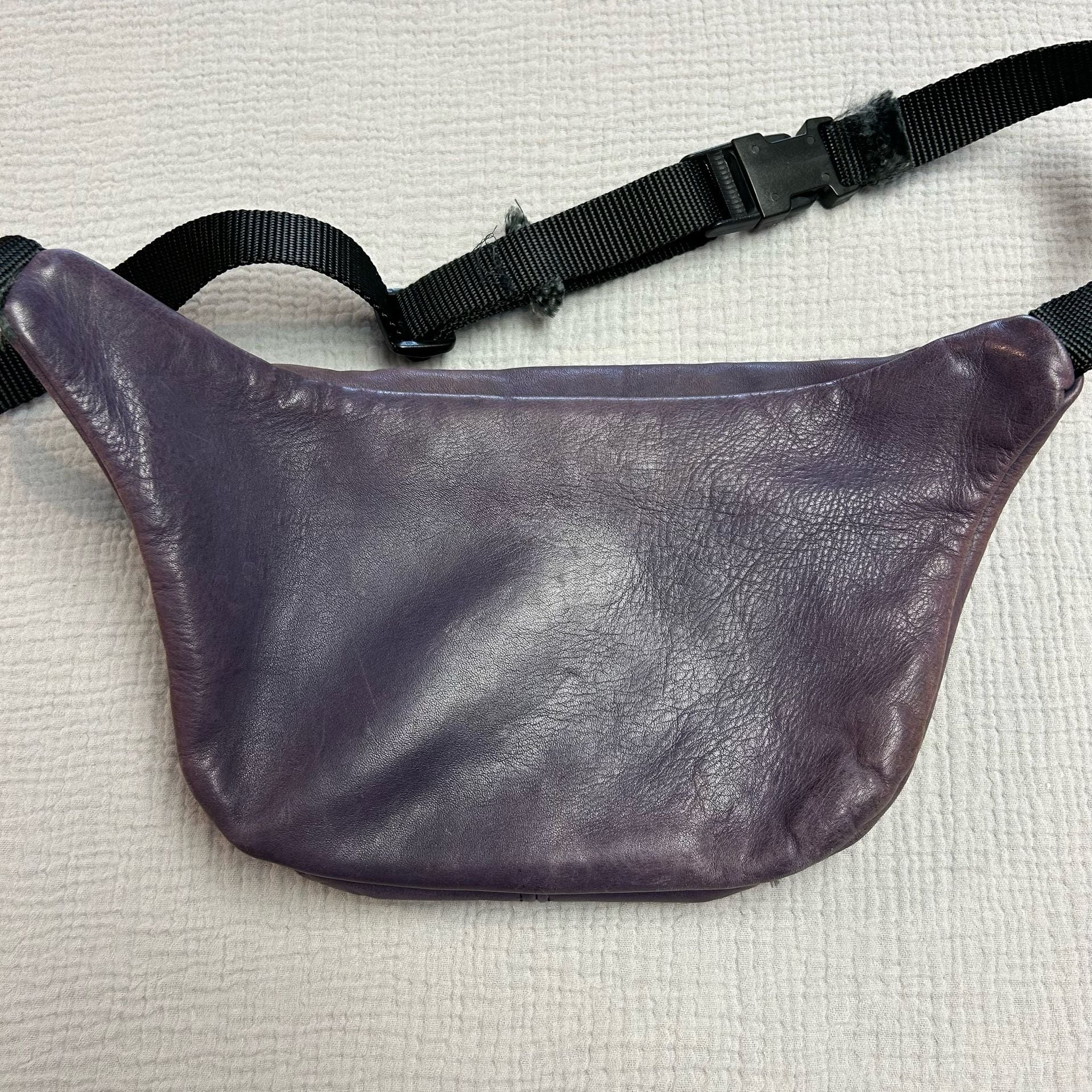 Vintage Purple Leather Waist Bag Fanny Pack 4