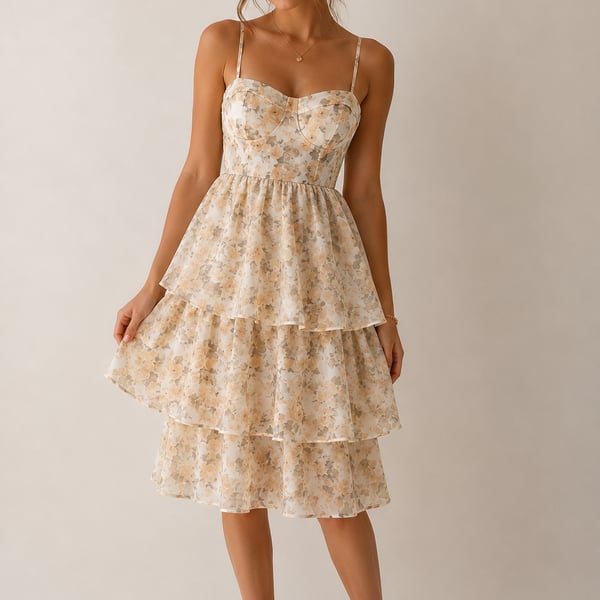 New with tags Floral Tiered Midi Dress Size M