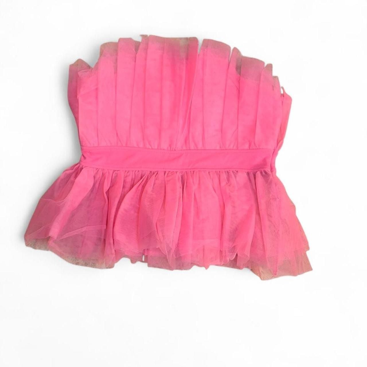 Sincerely Jules Pink Tulle Strapless Peplum Top Size L 1