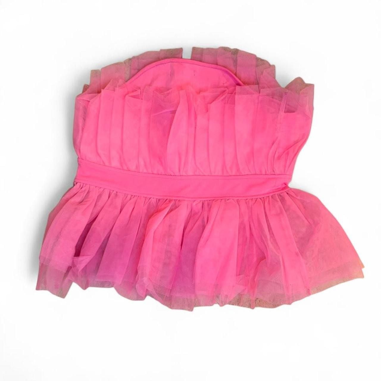 Sincerely Jules Pink Tulle Strapless Peplum Top Size L 2