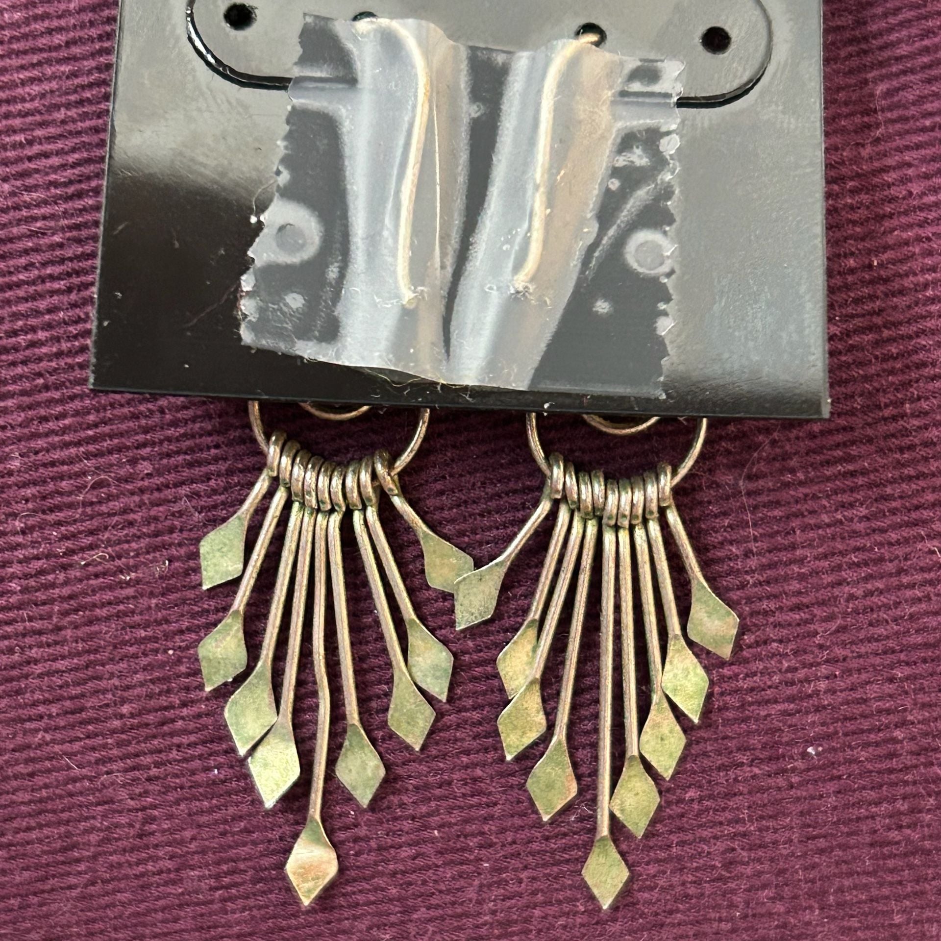 Vintage Navajo Sterling Silver Diamond Fringe Dangle Earrings 4