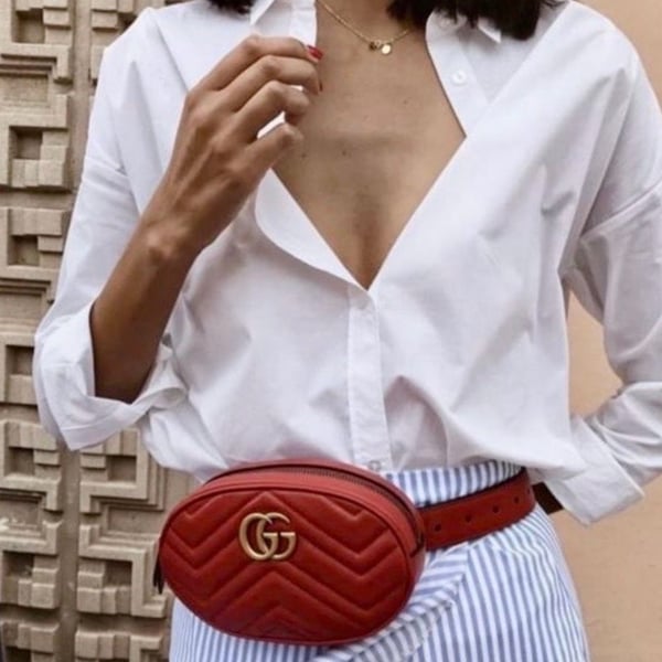 Gucci GG Marmont Matelassé Leather Belt Bag Red