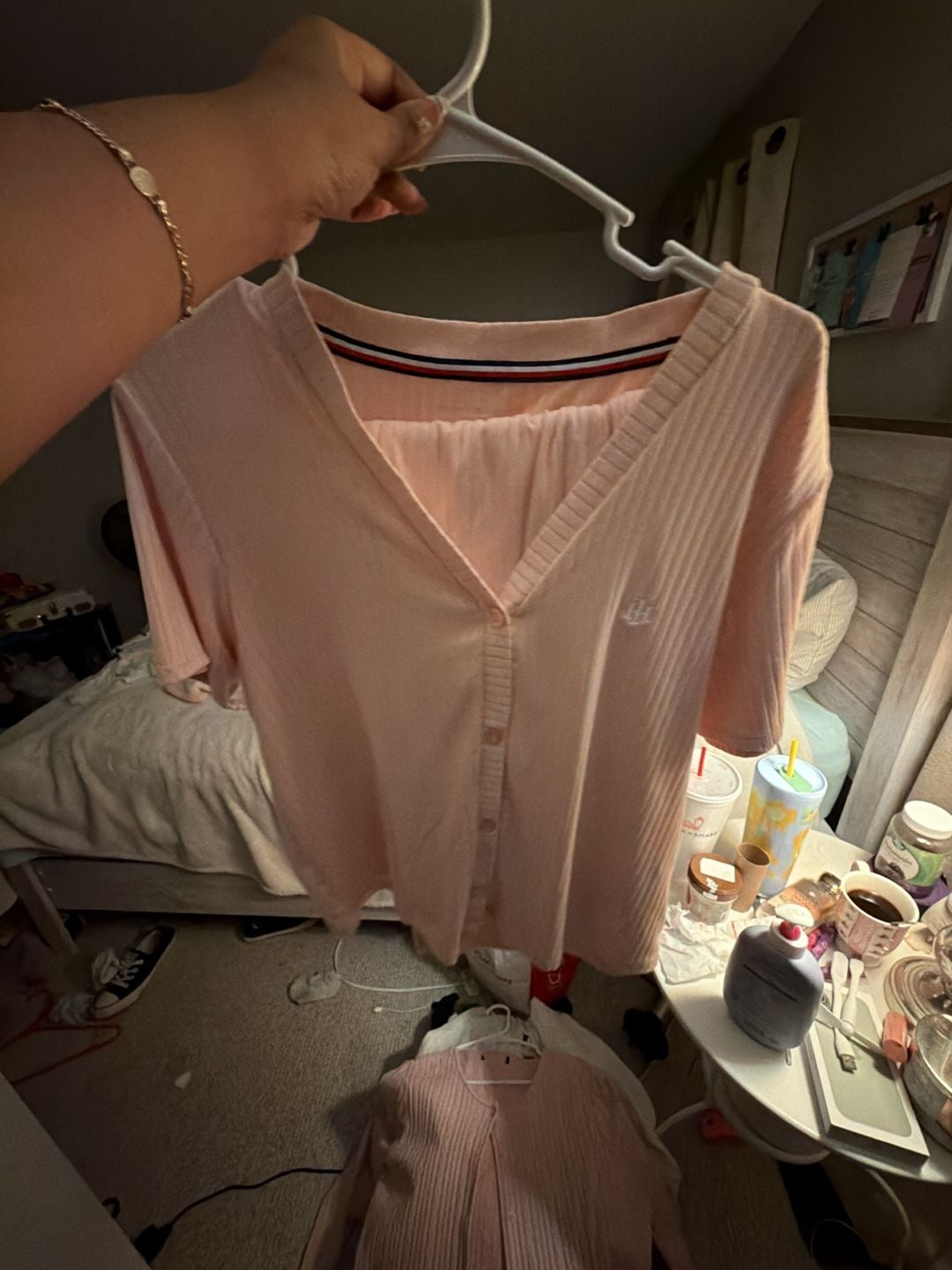 Tommy Hilfiger Sleepwear Ribbed Button-Down Set Pink Size L 1
