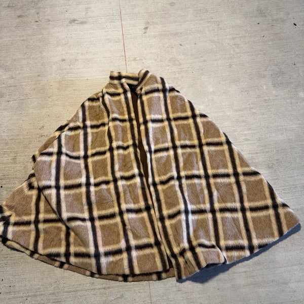 Vintage Bill Blass for Maurice Rentner Plaid Faux Fur Cape