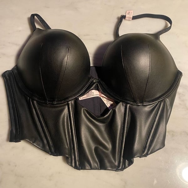 Victoria's Secret Faux Leather Push-Up Corset Bra 36C