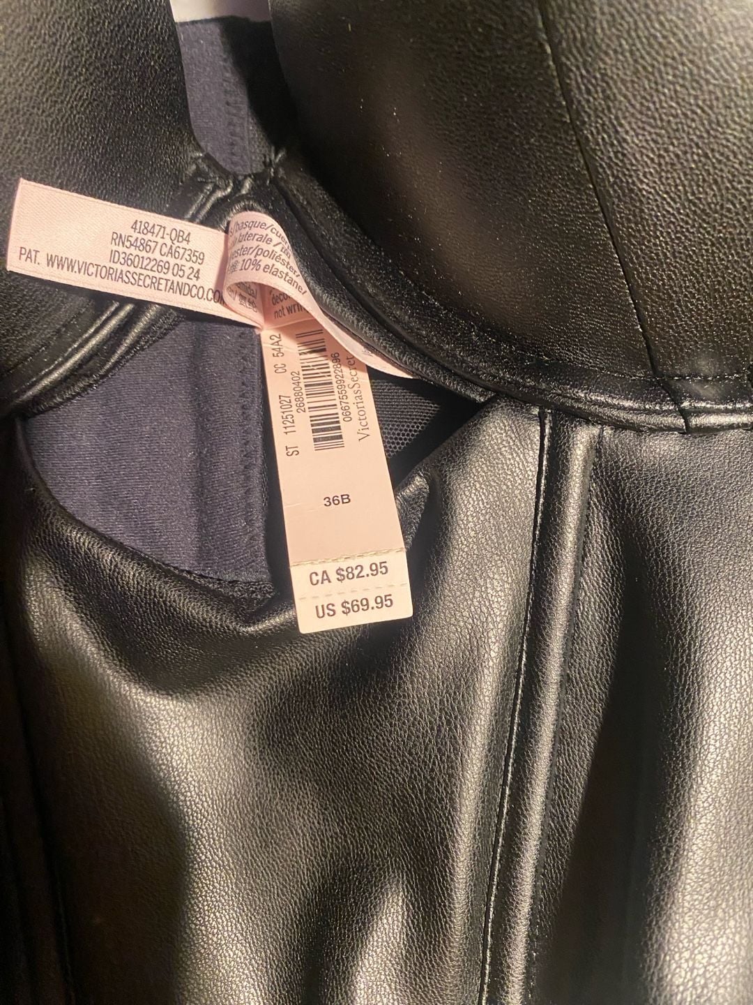 Victoria's Secret Faux Leather Push-Up Corset Bra 36C 3