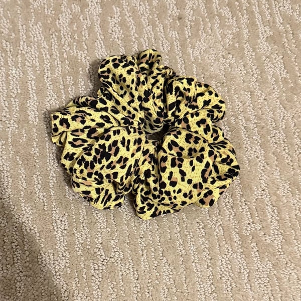 Kaxi Yellow Leopard Print Hair Scrunchie