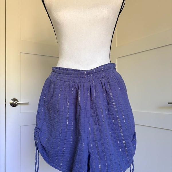 Aerie Metallic Stripe Gauze Drawstring Pajama Shorts Ladies Size Small