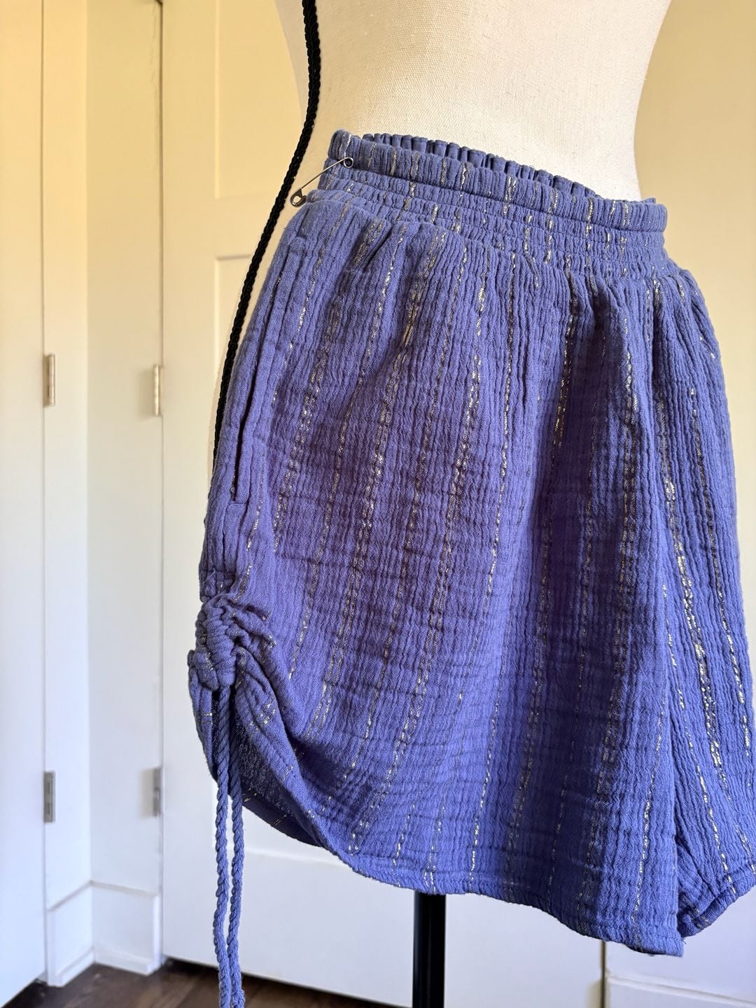 Aerie Metallic Stripe Gauze Drawstring Pajama Shorts Ladies Size Small 3