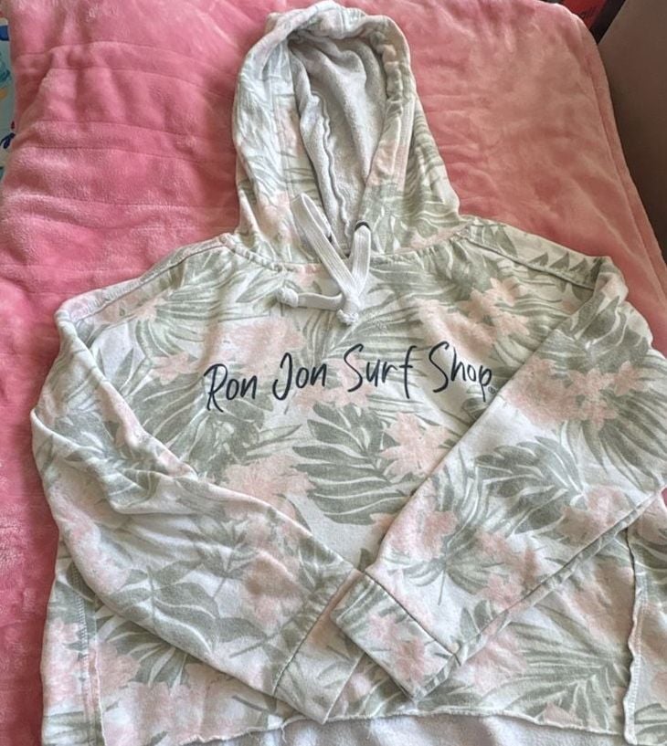 Ron Jon Surf Shop Tropical Floral Print Cropped Hoodie Size M 1
