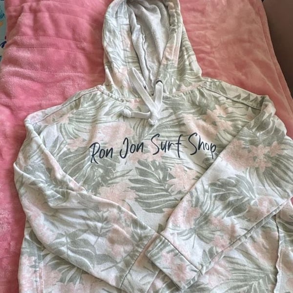 Ron Jon Surf Shop Tropical Floral Print Cropped Hoodie Size M