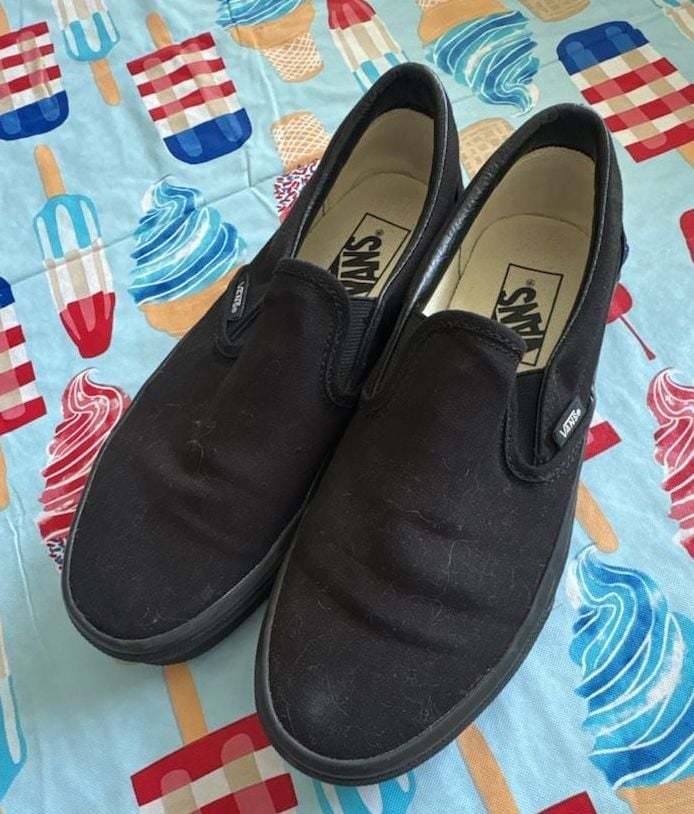 Vans Classic Slip-On Black Monochrome Skate Shoes size 7.5 1