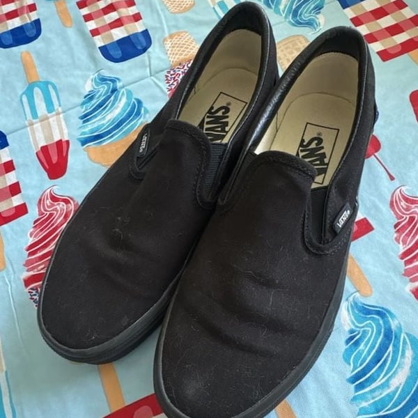 Vans Classic Slip-On Black Monochrome Skate Shoes size 7.5