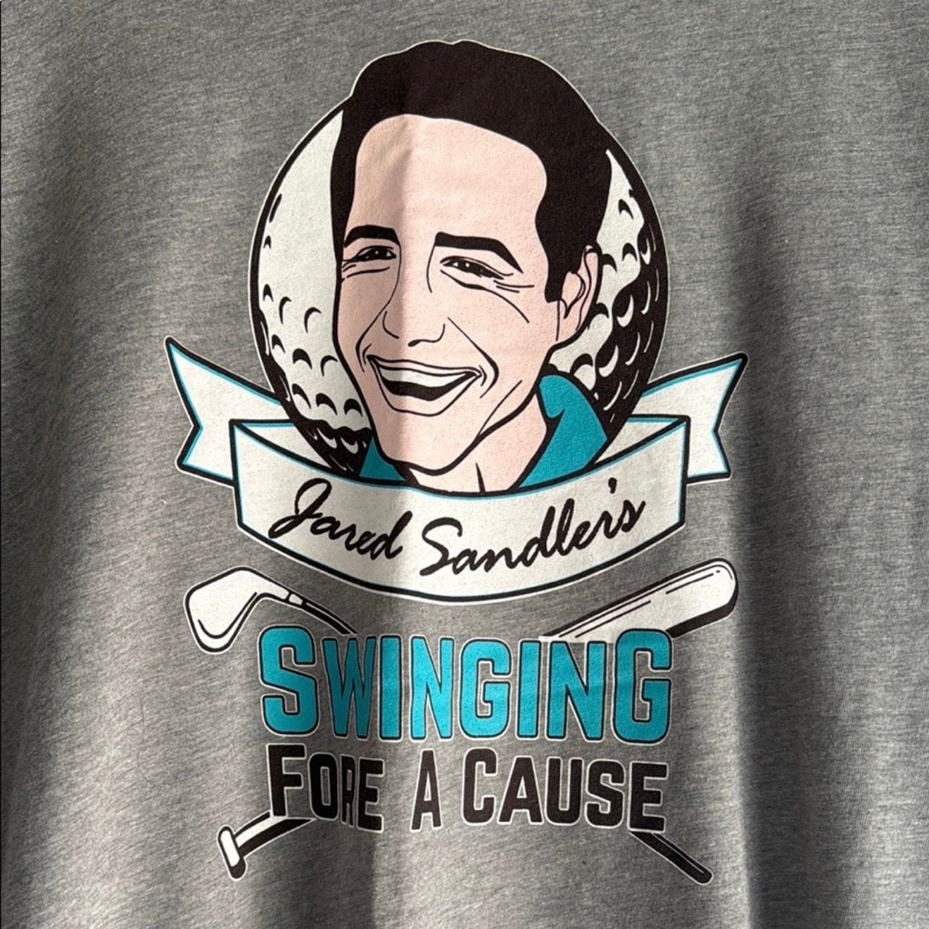 Next Level Apparel Jared Sandler's Swinging Fore A Cause Golf T-Shirt Gray 3