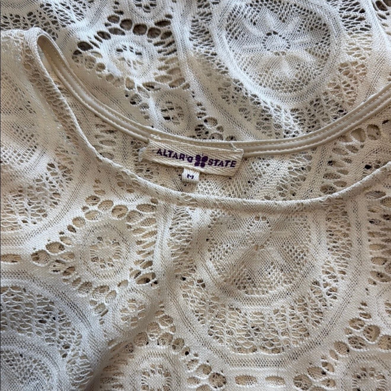 Altar'd State Cream Lace Long Sleeve Tunic Top Size M 4