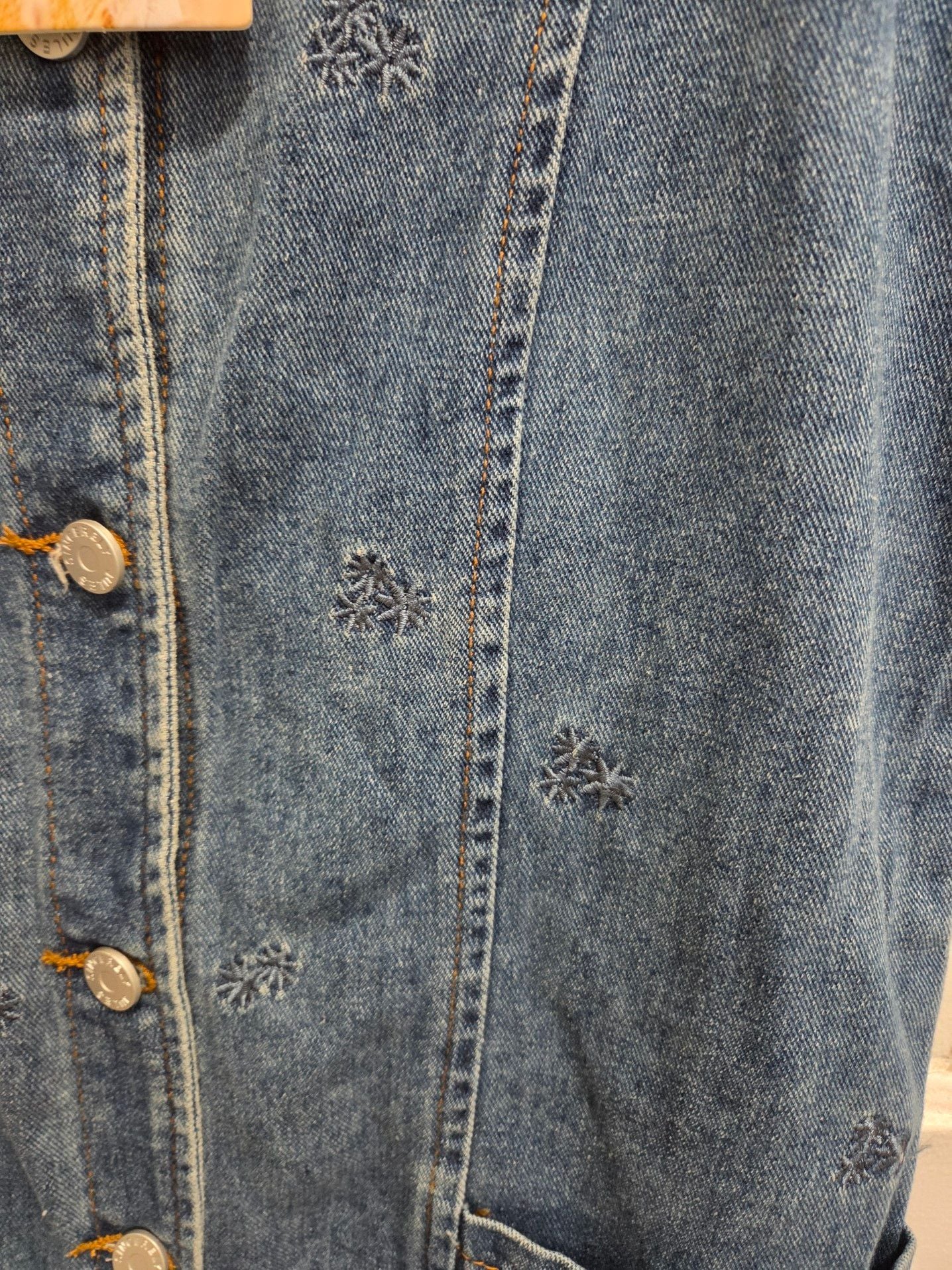 Sincerely Jules Embroidered Denim Button-Front Dress Size S 4