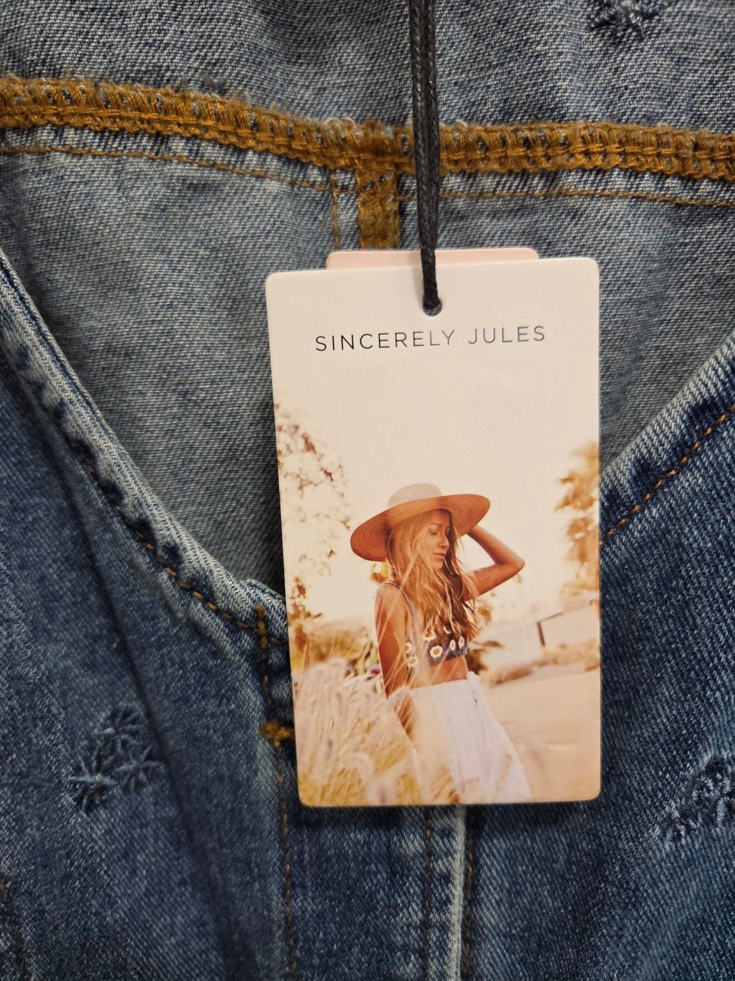 Sincerely Jules Embroidered Denim Button-Front Dress Size S 8