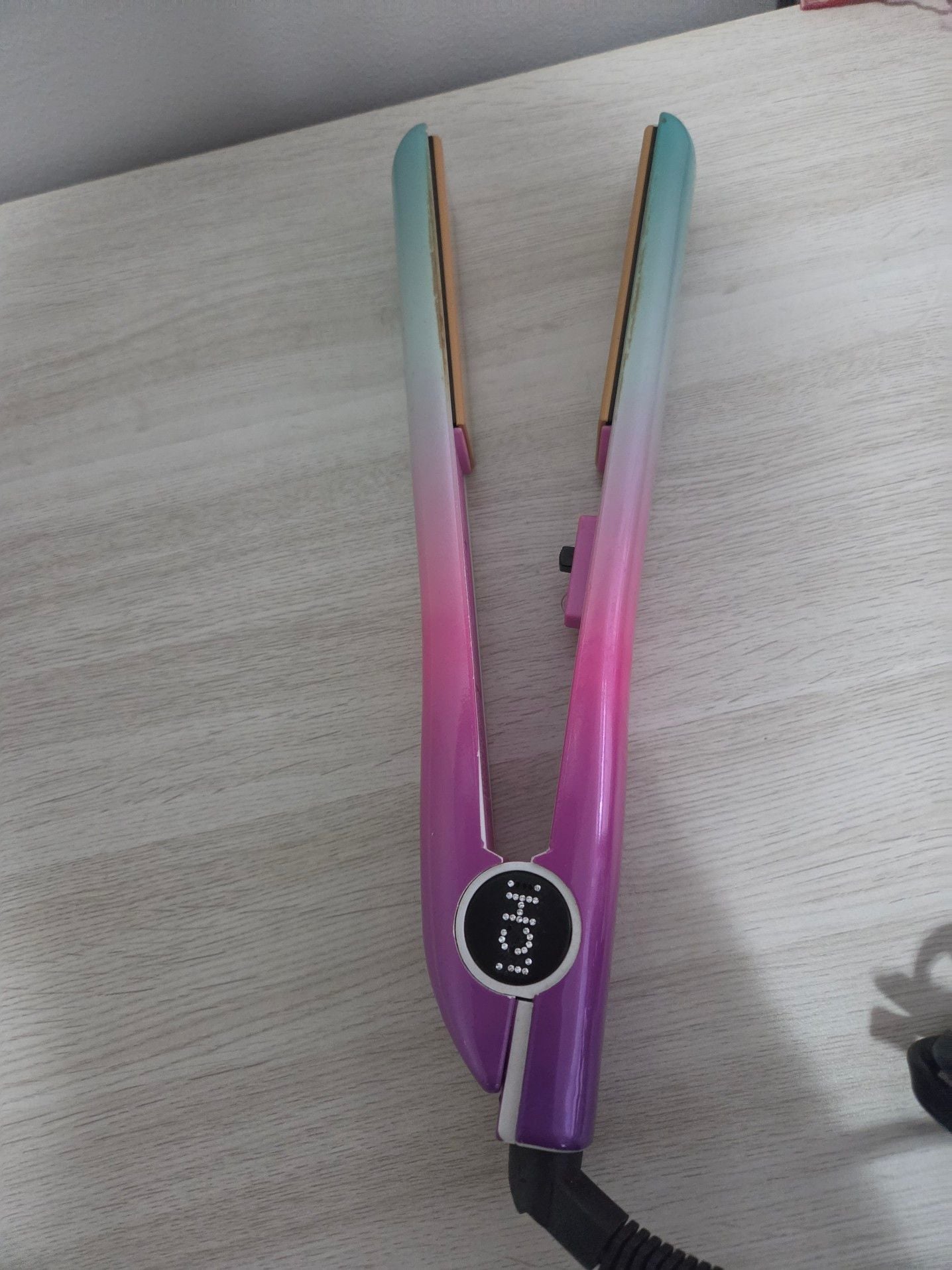 CHI Ombré Pink and Teal Hair Straightening Iron with Matching Clutch 1