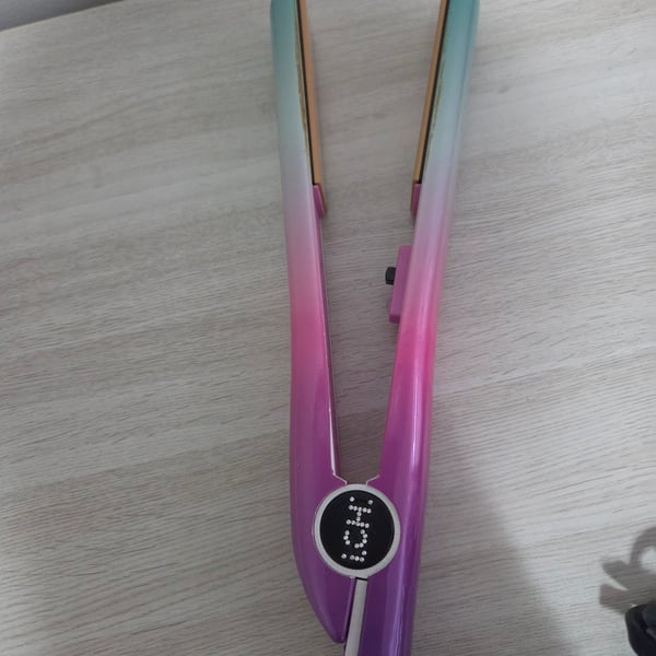 CHI Ombré Pink and Teal Hair Straightening Iron with Matching Clutch