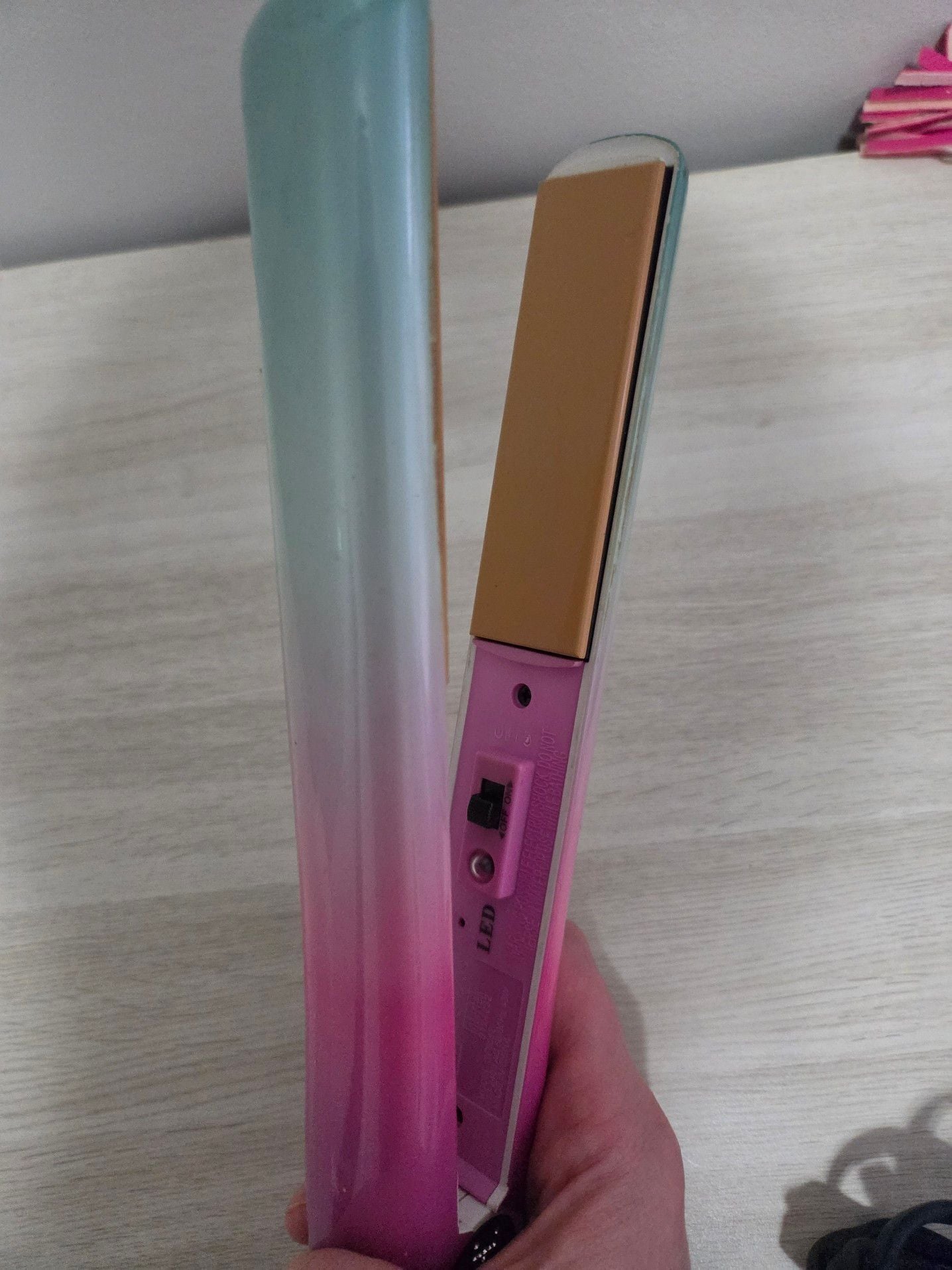 CHI Ombré Pink and Teal Hair Straightening Iron with Matching Clutch 2