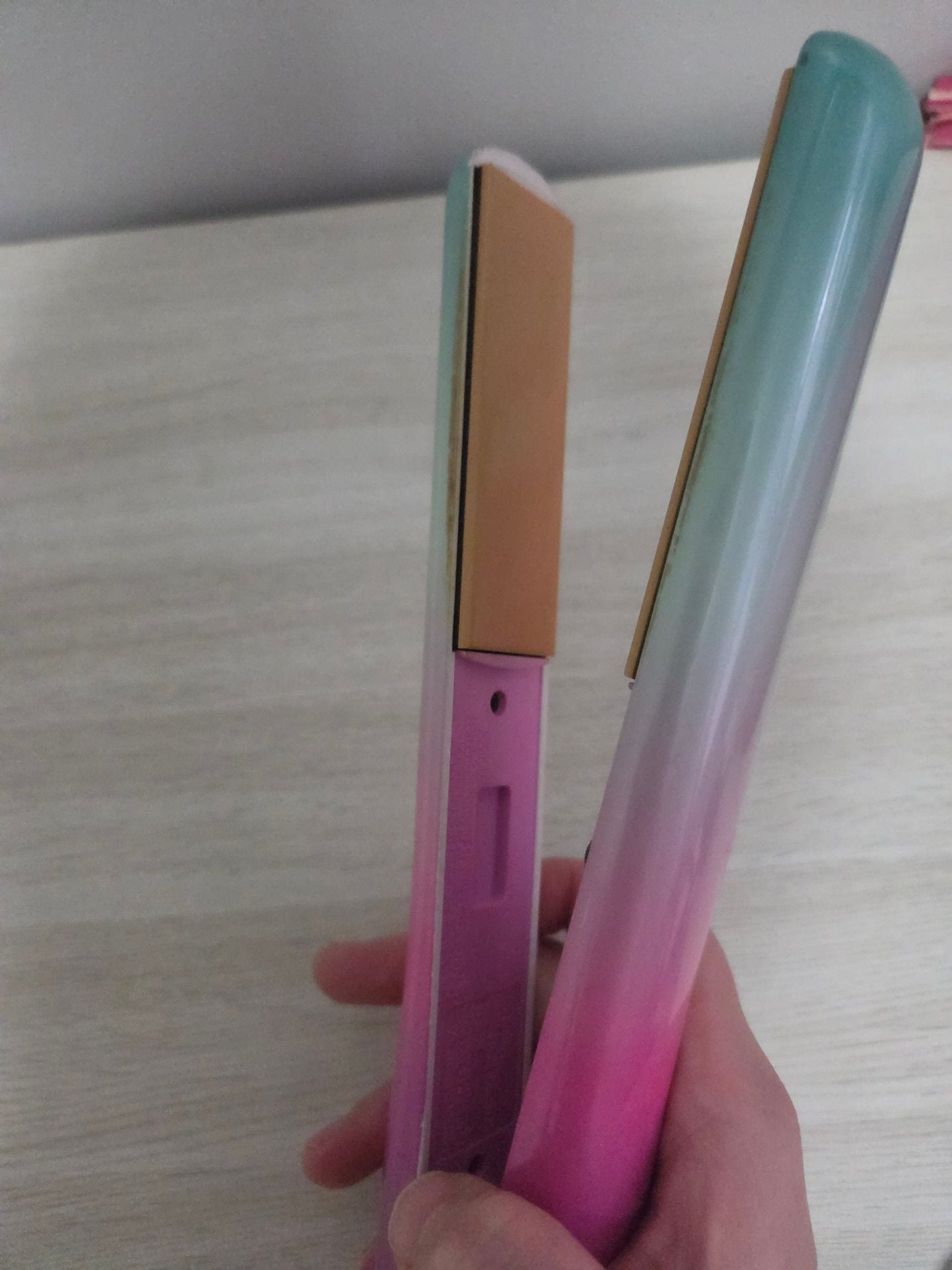CHI Ombré Pink and Teal Hair Straightening Iron with Matching Clutch 3