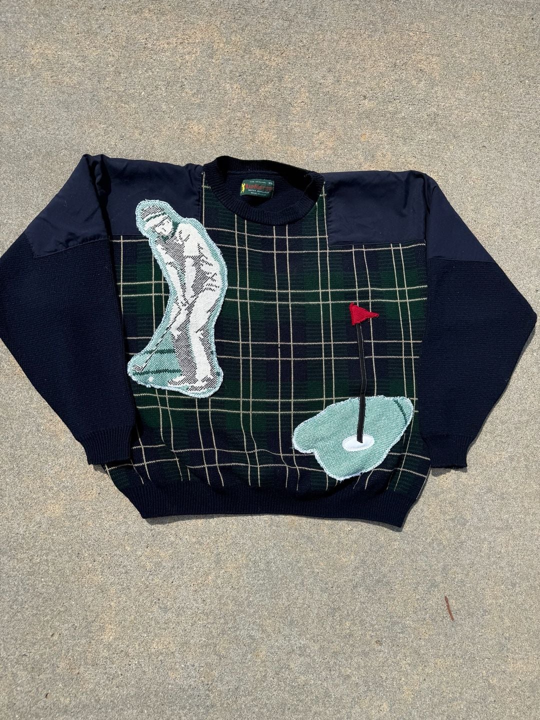 Vintage Reworked Rainwetters Golf Plaid Knit Sweater XL 2