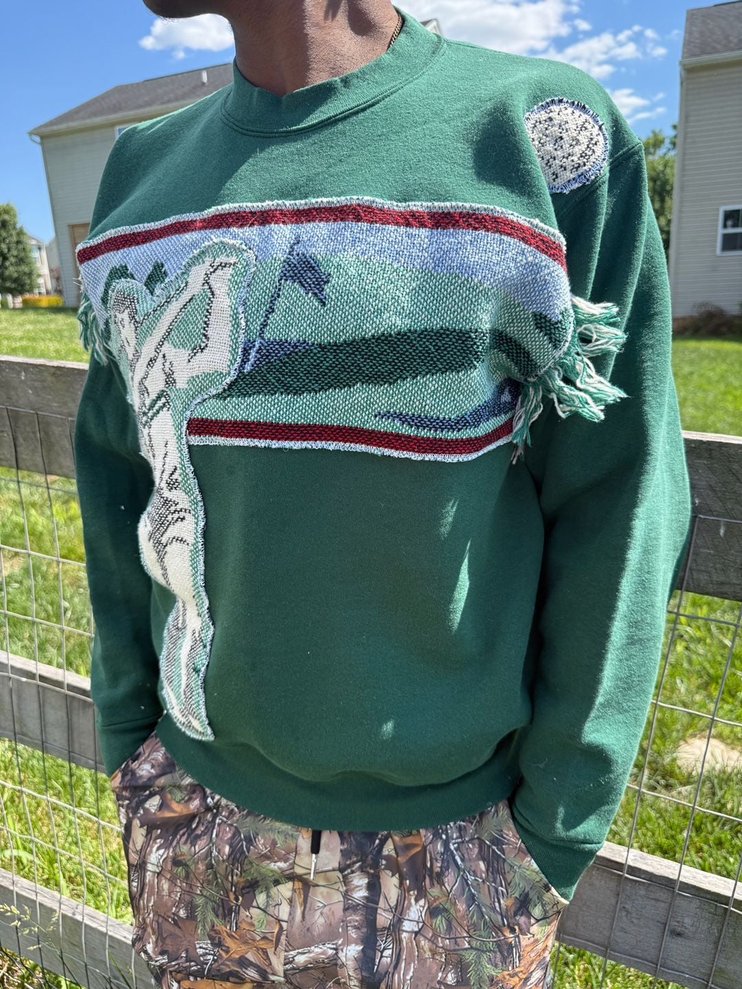 Vintage Reworked Oneita Power Sweats Golf Tapestry Applique Sweatshirt L 4