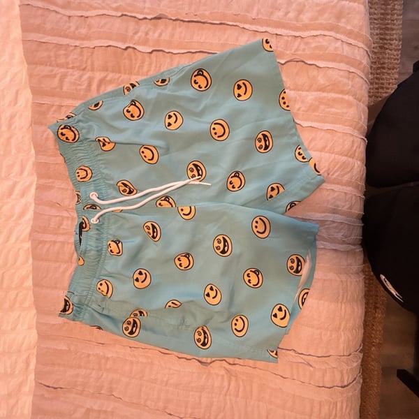 Hollister Stretch Smiley Face Print Swim Trunks Size XS