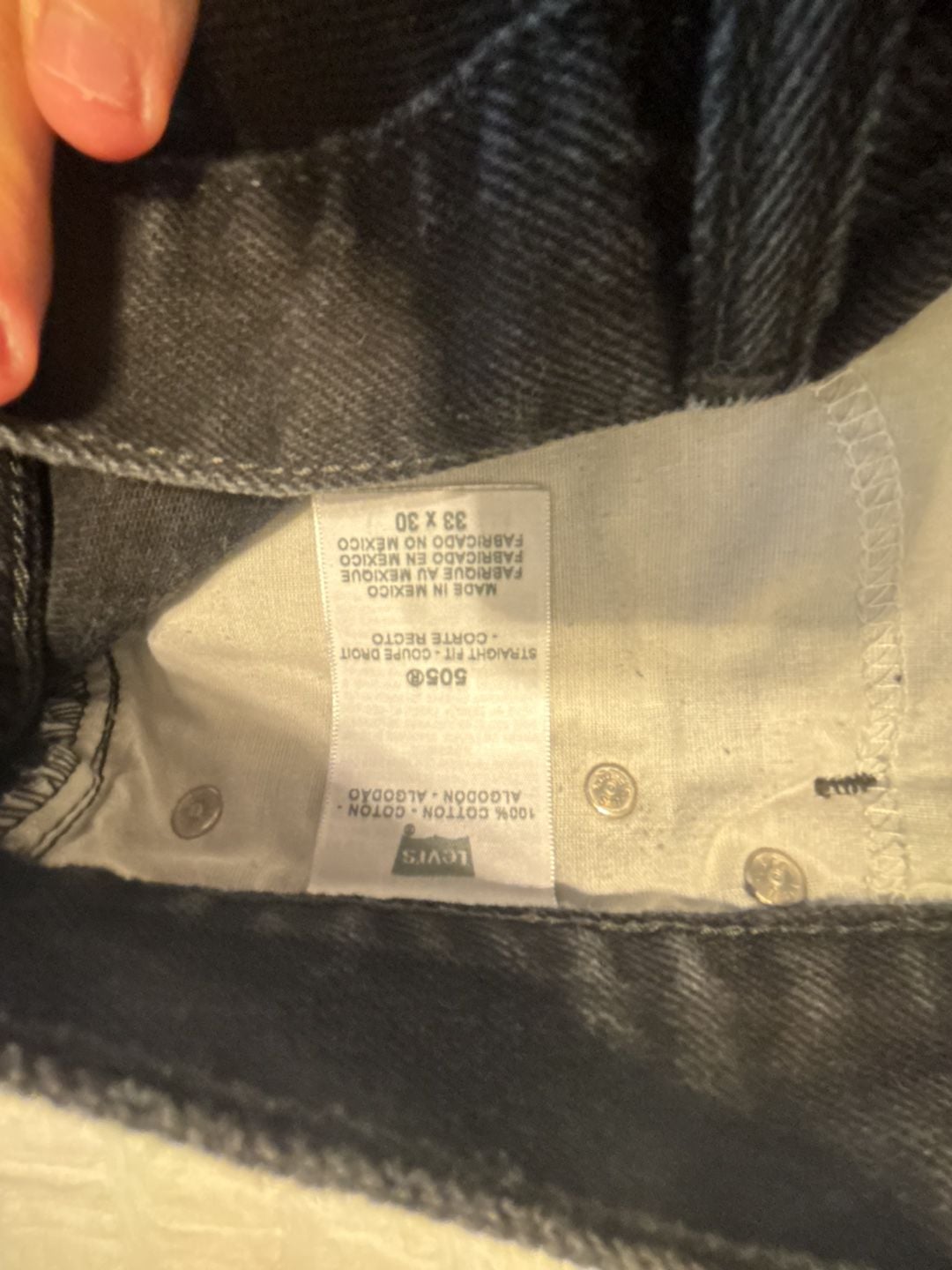 Levi's 505 Straight Fit Black Jeans 33x30 7